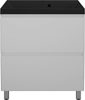 Style Line Тумба с кварцевой раковиной антрацит Манхэттен 70 Plus эмаль белая матовая